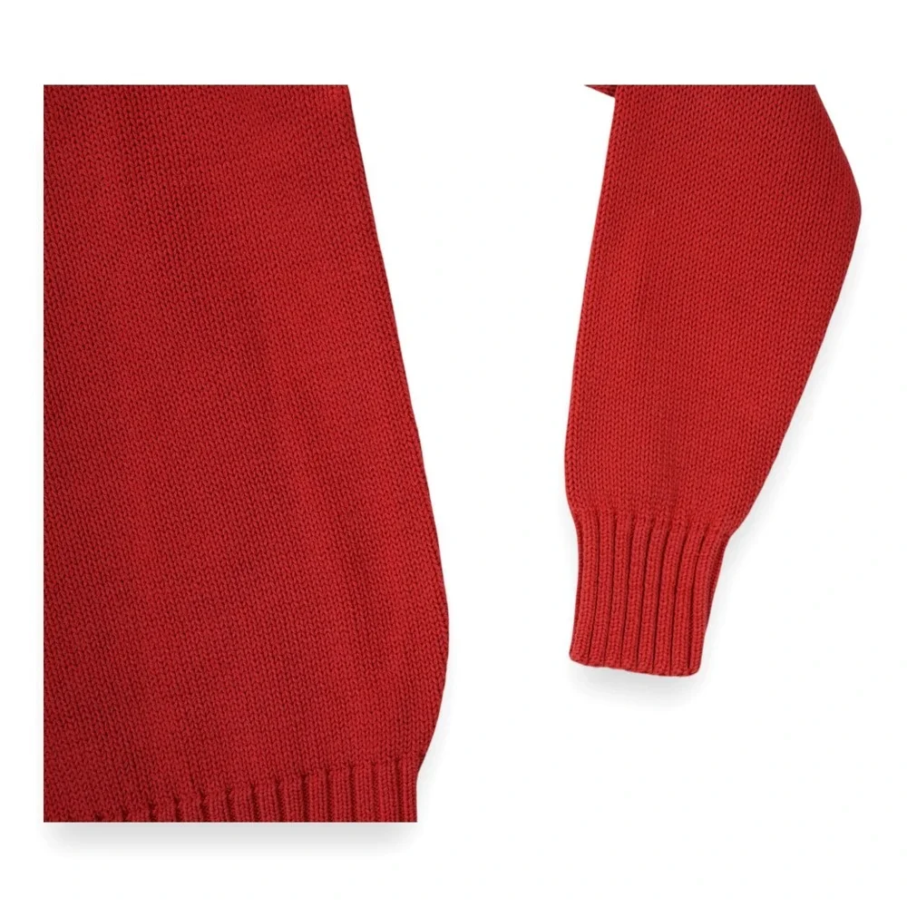 Vintage 90s Polo Ralph Lauren Sweatshirt Mens‎ Large Red Chunky Knit Crewneck